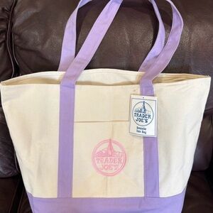 Trader Joe's Lavender-Accent Canvas Tote